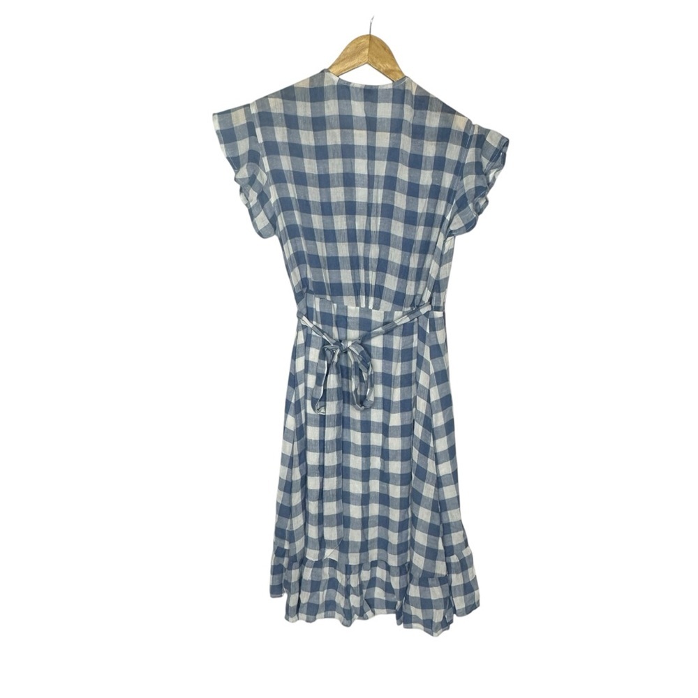 Rails Brigitte Blue/White Check Plaid Ruffle Wrap Dress xs - Picture 4 of 11